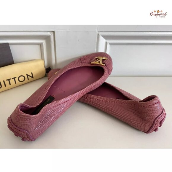 Authentic Louis Vuitton Light Maroon Epi Leather Gold LV Logo Ballet Flats 36/6 - Picture 10 of 12